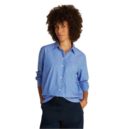 Blue - Lifestyle - Tommy Hilfiger Womens-Ladies Relaxed Fit Long-Sleeved Shirt