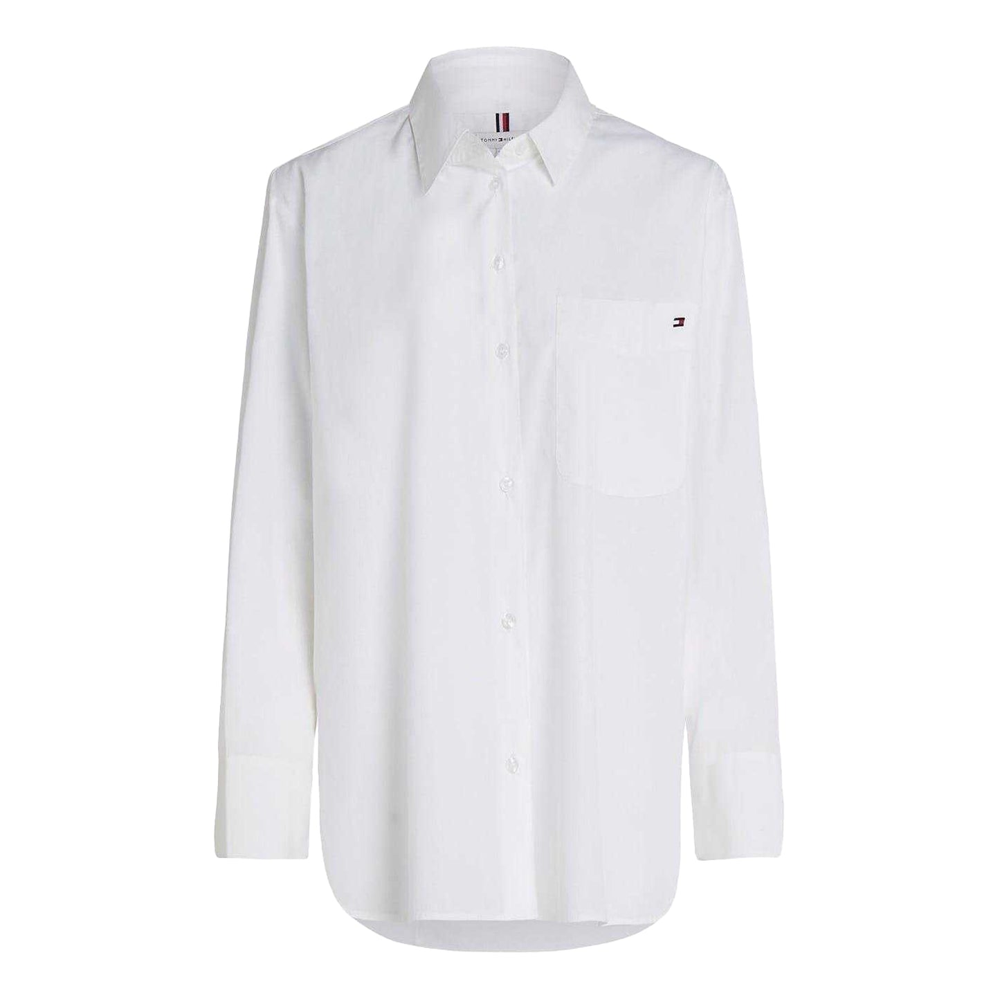 Optic White - Front - Tommy Hilfiger Womens-Ladies Relaxed Fit Long-Sleeved Shirt