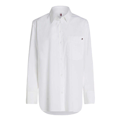 Optic White - Front - Tommy Hilfiger Womens-Ladies Relaxed Fit Long-Sleeved Shirt