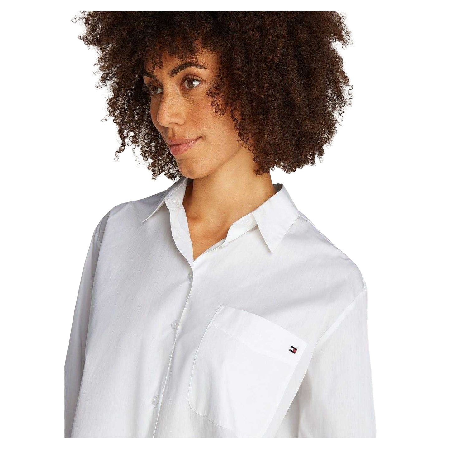 Optic White - Side - Tommy Hilfiger Womens-Ladies Relaxed Fit Long-Sleeved Shirt