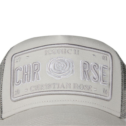 Grey - Side - Christian Rose Li Plate Trucker Cap