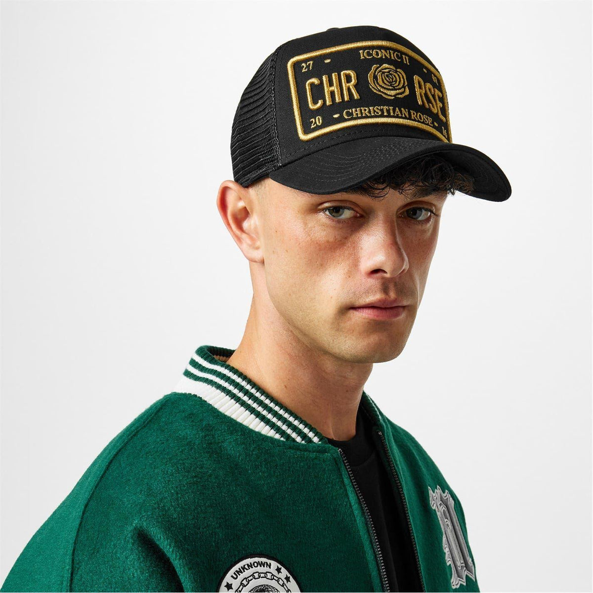 Black-Gold - Back - Christian Rose Li Plate Trucker Cap
