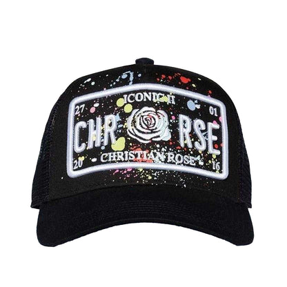 Black - Side - Christian Rose Li Plate Trucker Cap