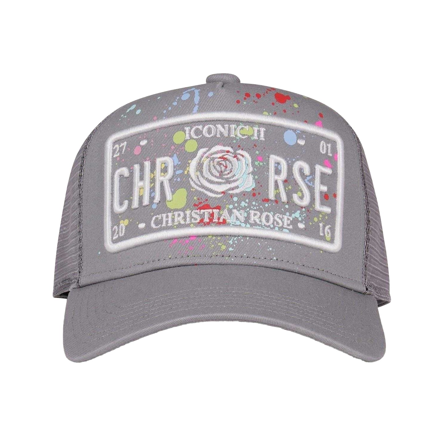 Grey - Side - Christian Rose Li Plate Trucker Cap