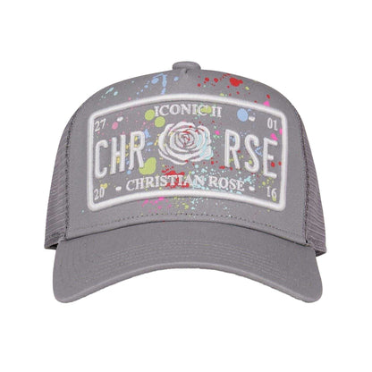Grey - Side - Christian Rose Li Plate Trucker Cap