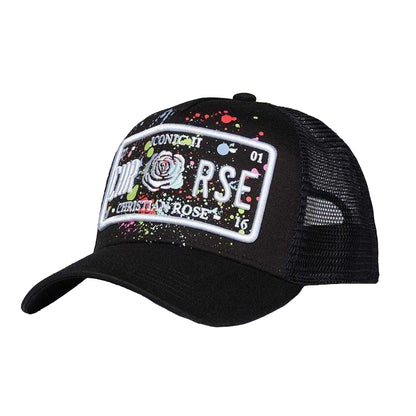 Black - Front - Christian Rose Li Plate Trucker Cap