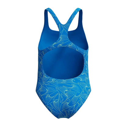 Lagoon Blue - Back - Speedo Girls Hyperboom Medalist All-Over Print One Piece Swimsuit