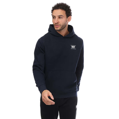 Navy - Front - DKNY Mens Blackwater Logo Hoodie