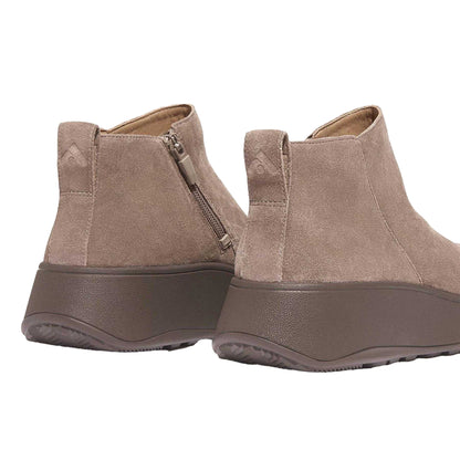Grey - Back - Fit Flop Womens-Ladies F-Mode Suede Flatform Ankle Boots
