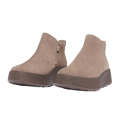 Grey - Lifestyle - Fit Flop Womens-Ladies F-Mode Suede Flatform Ankle Boots