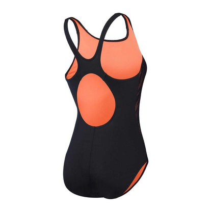 Black-Red - Back - Speedo Womens-Ladies Hyper Boom Placement Graphic Print One Piece Swimsuit