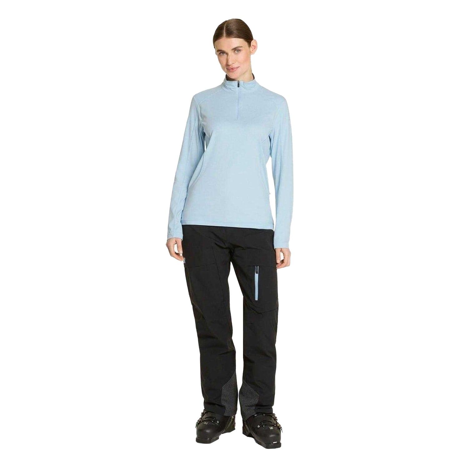 Blue - Side - Ziener Womens-Ladies Jenita Half Zip Raglan Sweatshirt