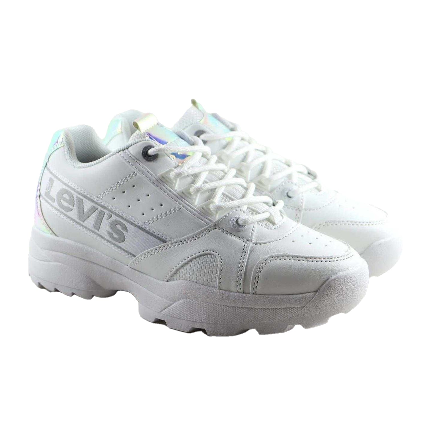 Mirror - Pack Shot - Levis Girls Soho Iridescent Leather Trainers