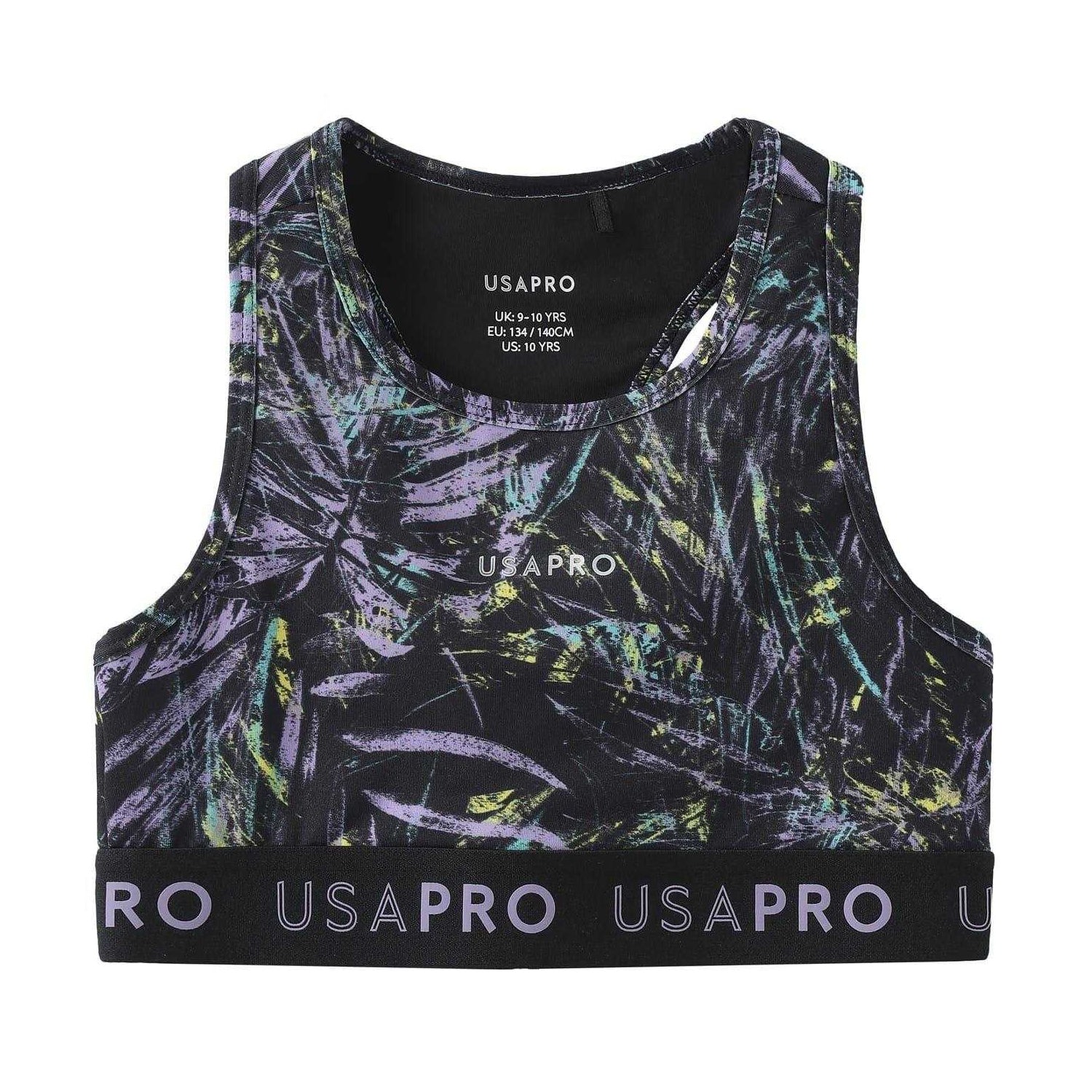Multicoloured - Front - USA Pro Girls Tropical Fitness Crop Top