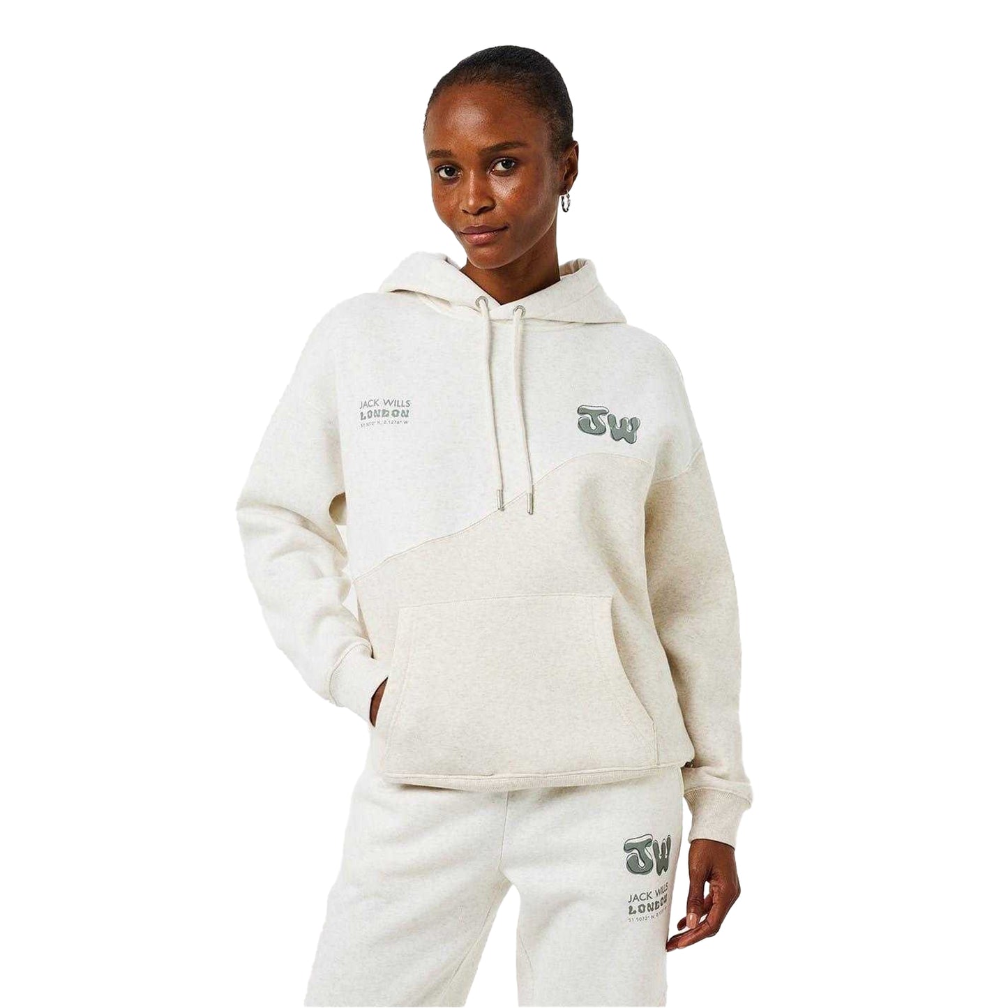 Oat - Lifestyle - Jack Wills Womens-Ladies Splice Drawstring Hoodie