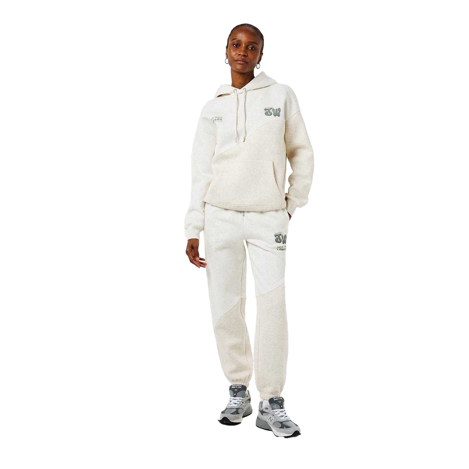 Oat - Pack Shot - Jack Wills Womens-Ladies Splice Drawstring Hoodie