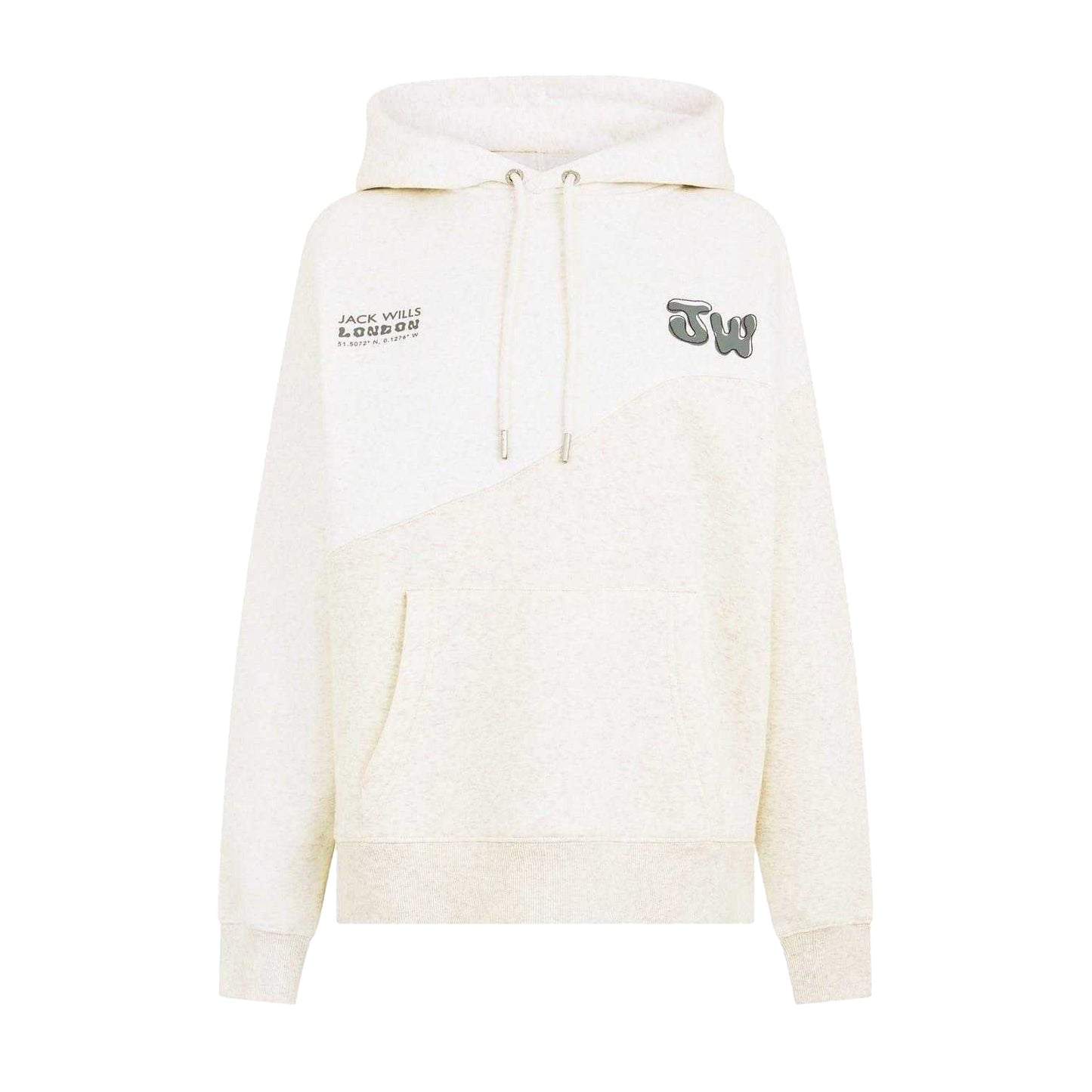 Oat - Front - Jack Wills Womens-Ladies Splice Drawstring Hoodie