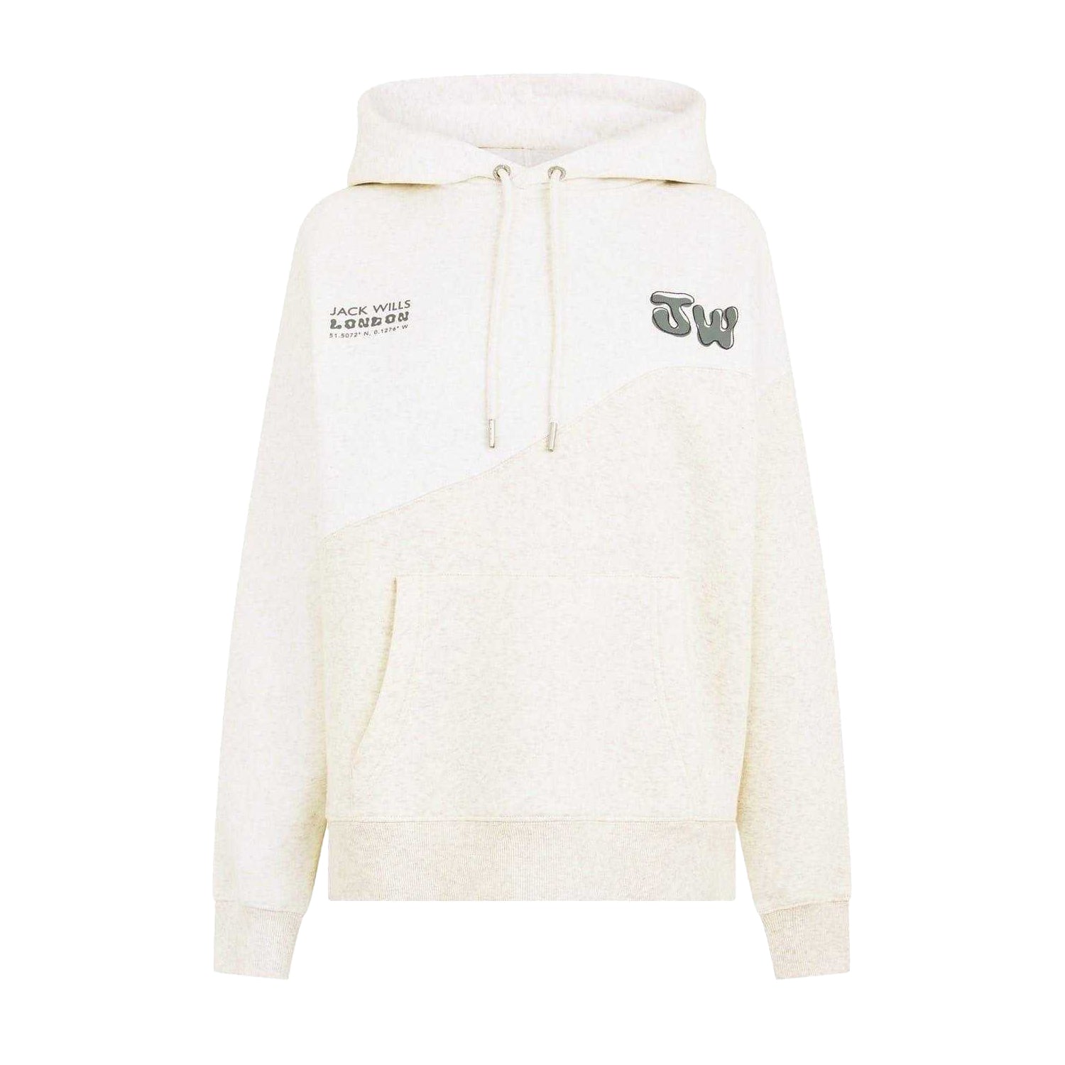 Oat - Front - Jack Wills Womens-Ladies Splice Drawstring Hoodie