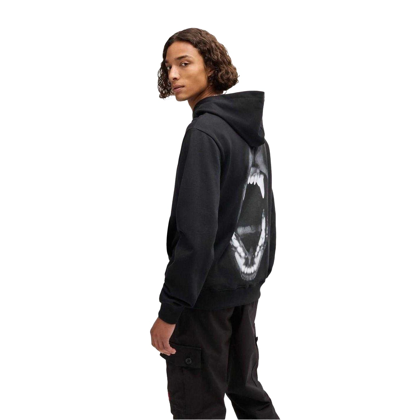 Black - Back - Hugo Mens Genie Regular Drawstring Hoodie