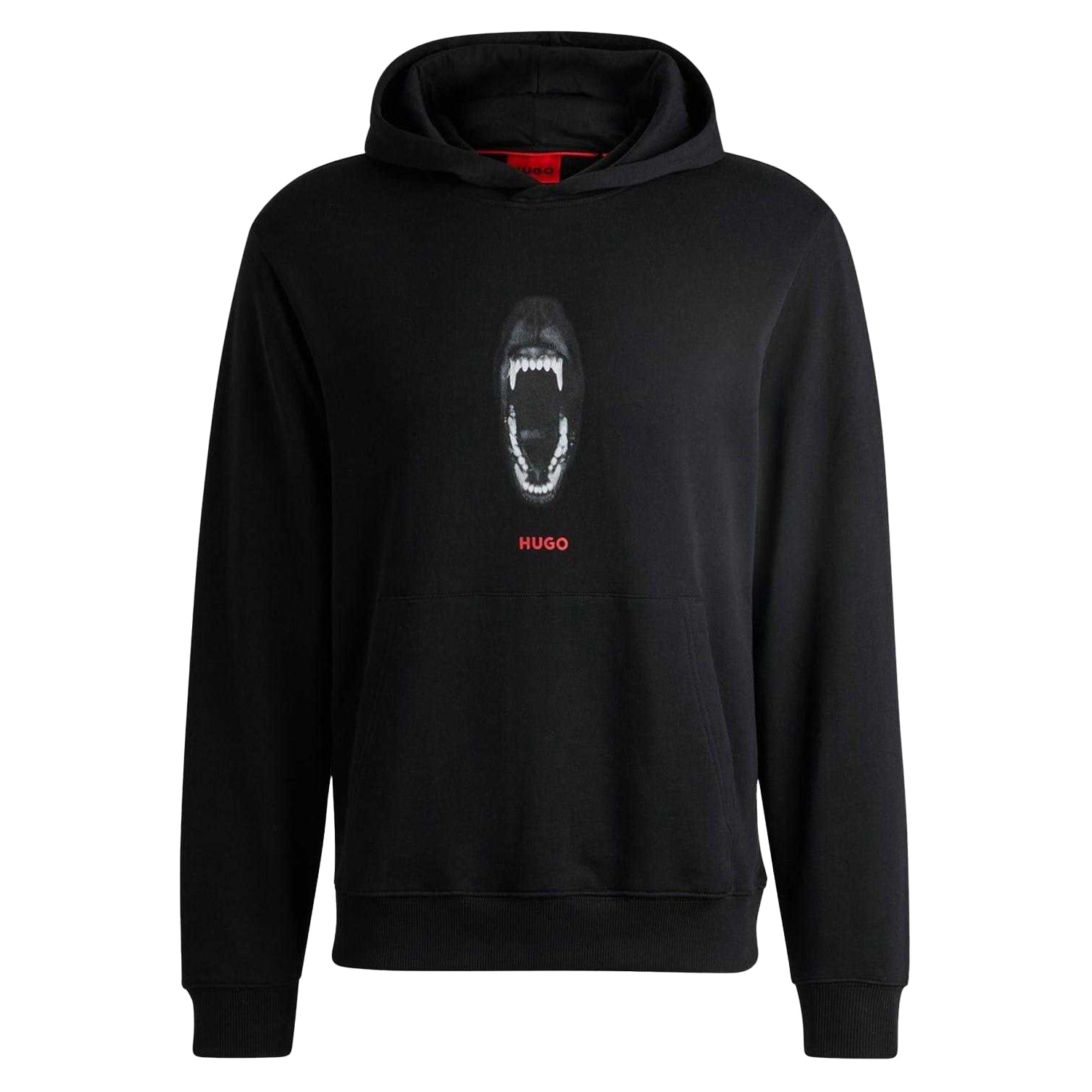 Black - Front - Hugo Mens Genie Regular Drawstring Hoodie