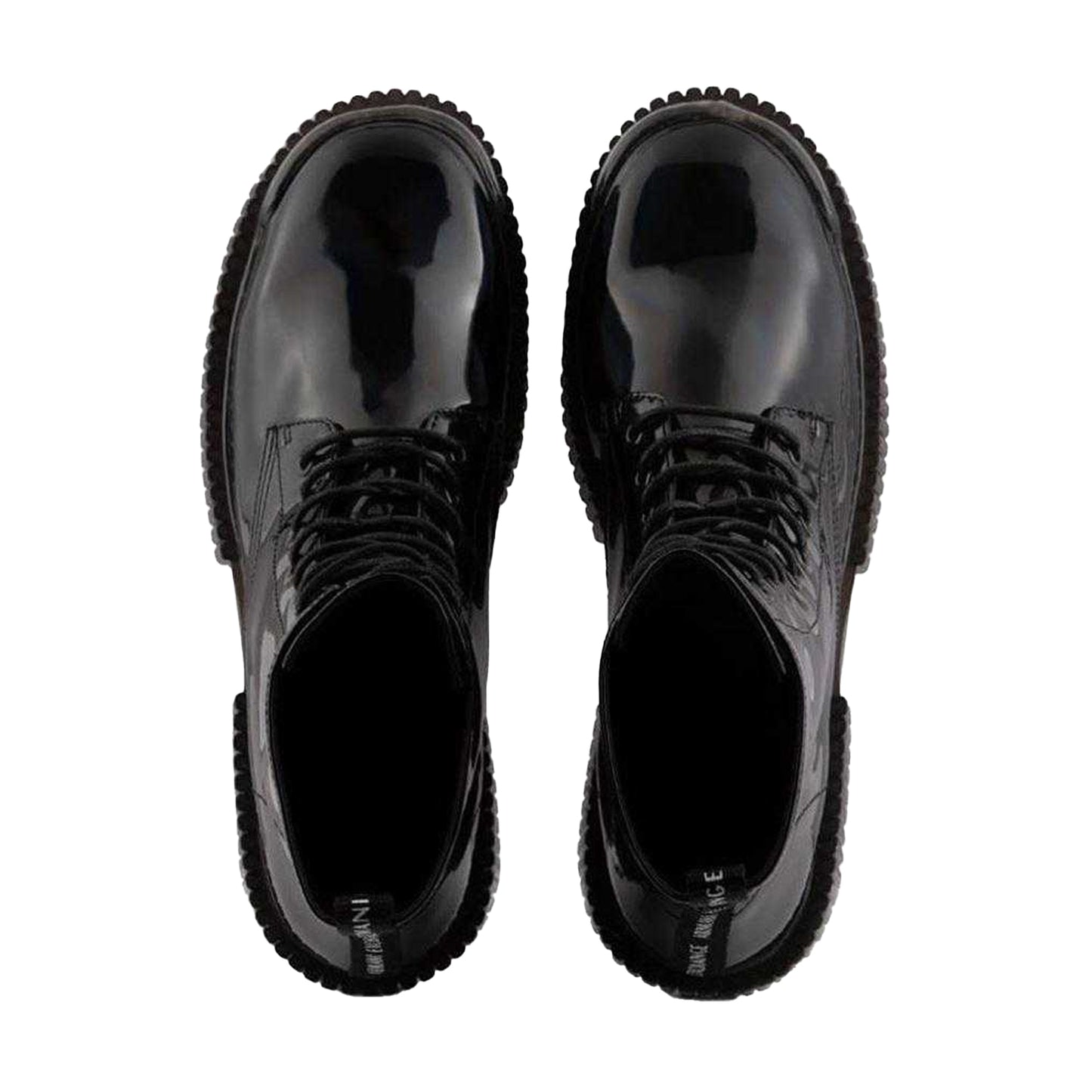 Black - Side - Armani Exchange Womens-Ladies Flatform Combat Boots