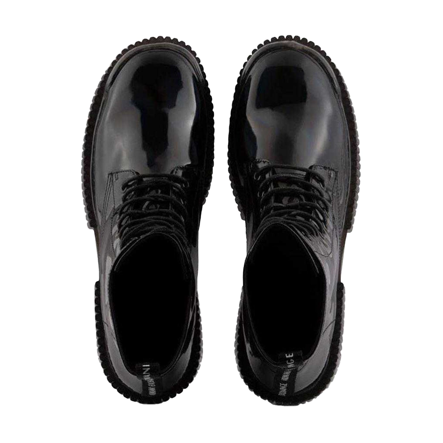 Black - Side - Armani Exchange Womens-Ladies Flatform Combat Boots