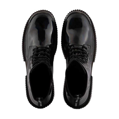 Black - Side - Armani Exchange Womens-Ladies Flatform Combat Boots