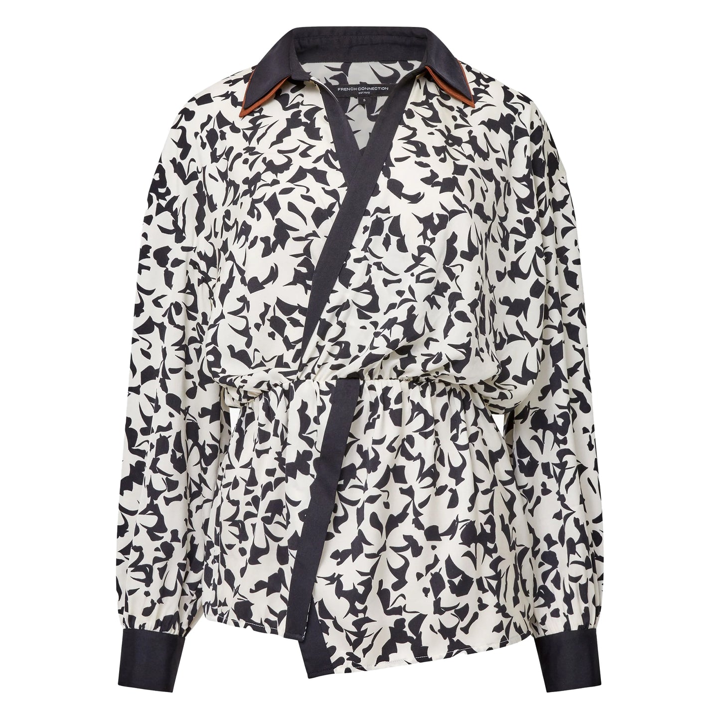 Black-Cream - Front - French Connection Womens-Ladies Twist Blouse