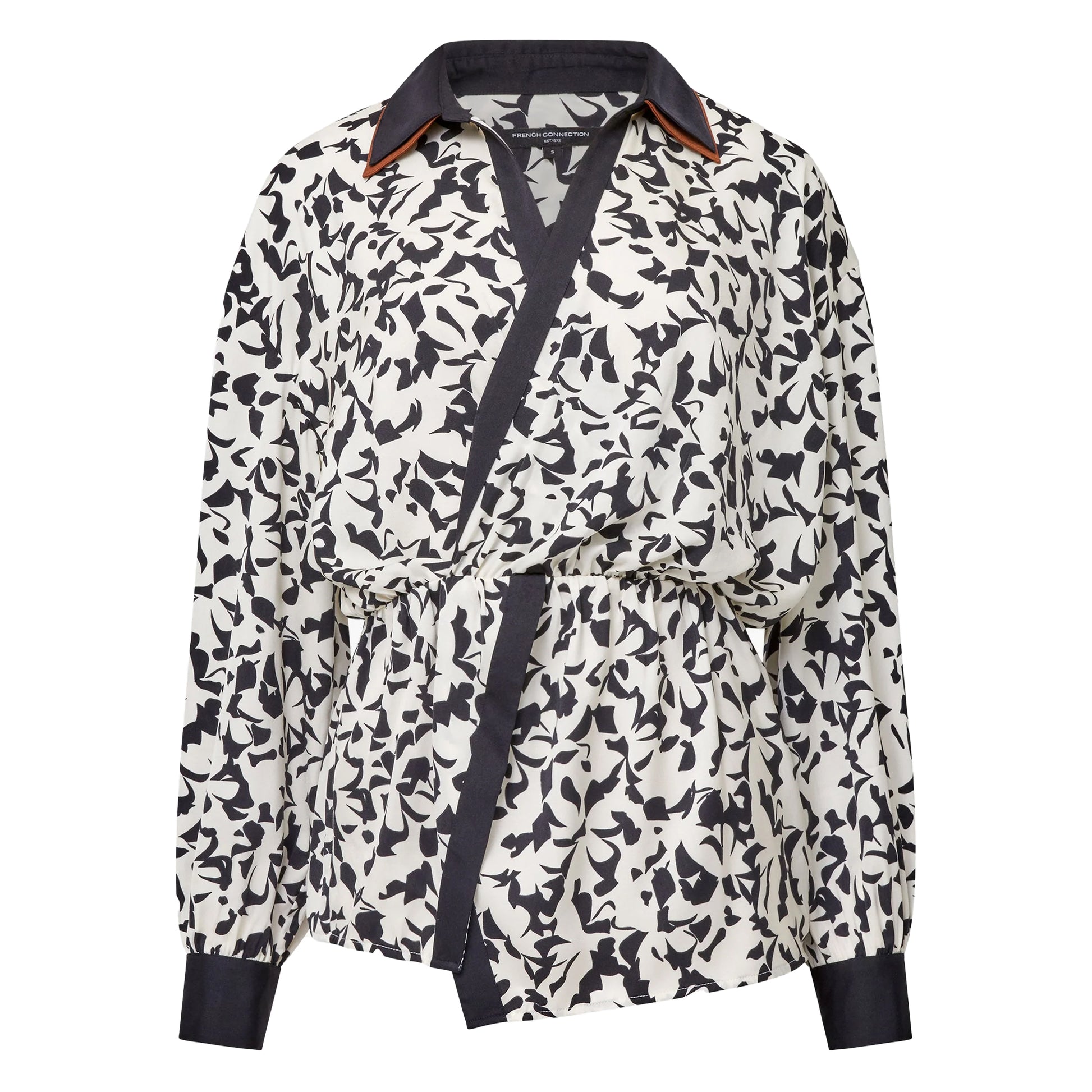 Black-Cream - Front - French Connection Womens-Ladies Twist Blouse