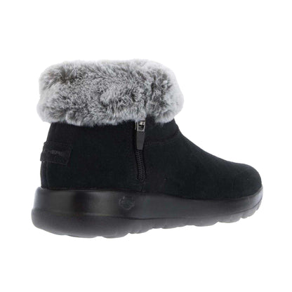 Black - Back - Skechers Womens-Ladies On The Go Joy Suede Faux Fur Trim Ankle Boots