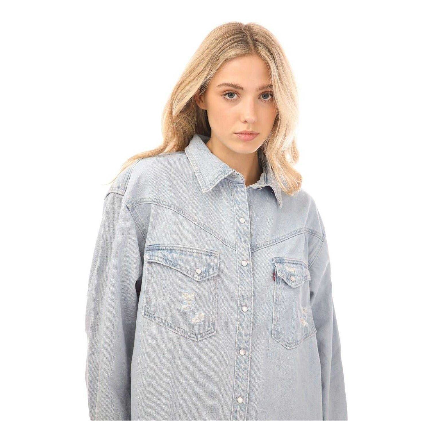 Blue - Side - Levis Womens-Ladies Dorsey Xl Oversized Shirt