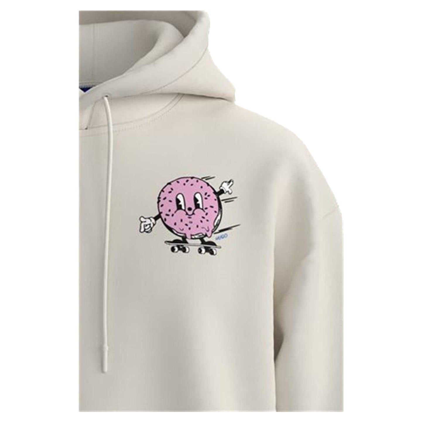 White - Side - Hugo Mens Namiko Regular Drawstring Hoodie