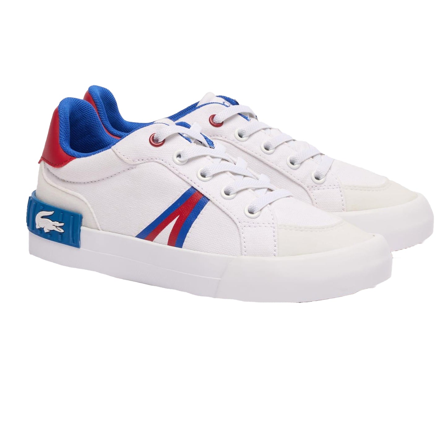 White-Red - Front - Lacoste Childrens-Kids L004 Trainers