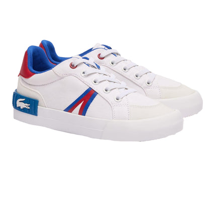 White-Red - Front - Lacoste Childrens-Kids L004 Trainers