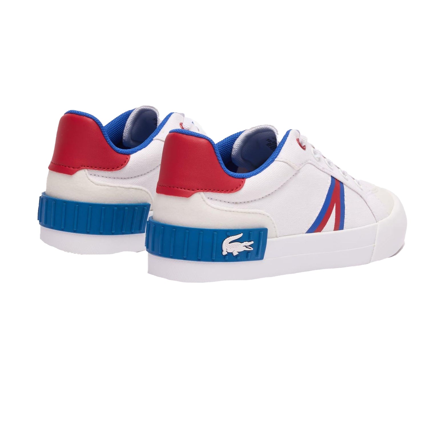 White-Red - Back - Lacoste Childrens-Kids L004 Trainers