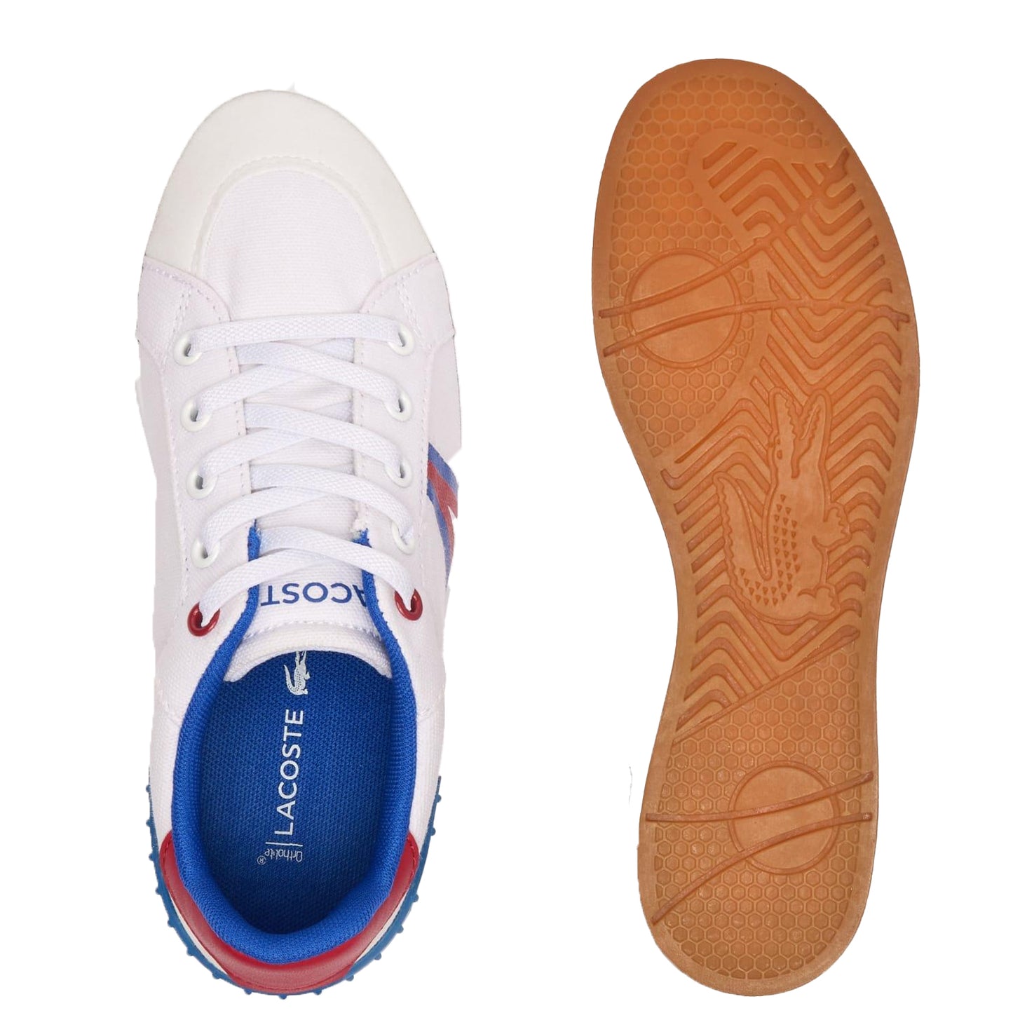 White-Red - Lifestyle - Lacoste Childrens-Kids L004 Trainers