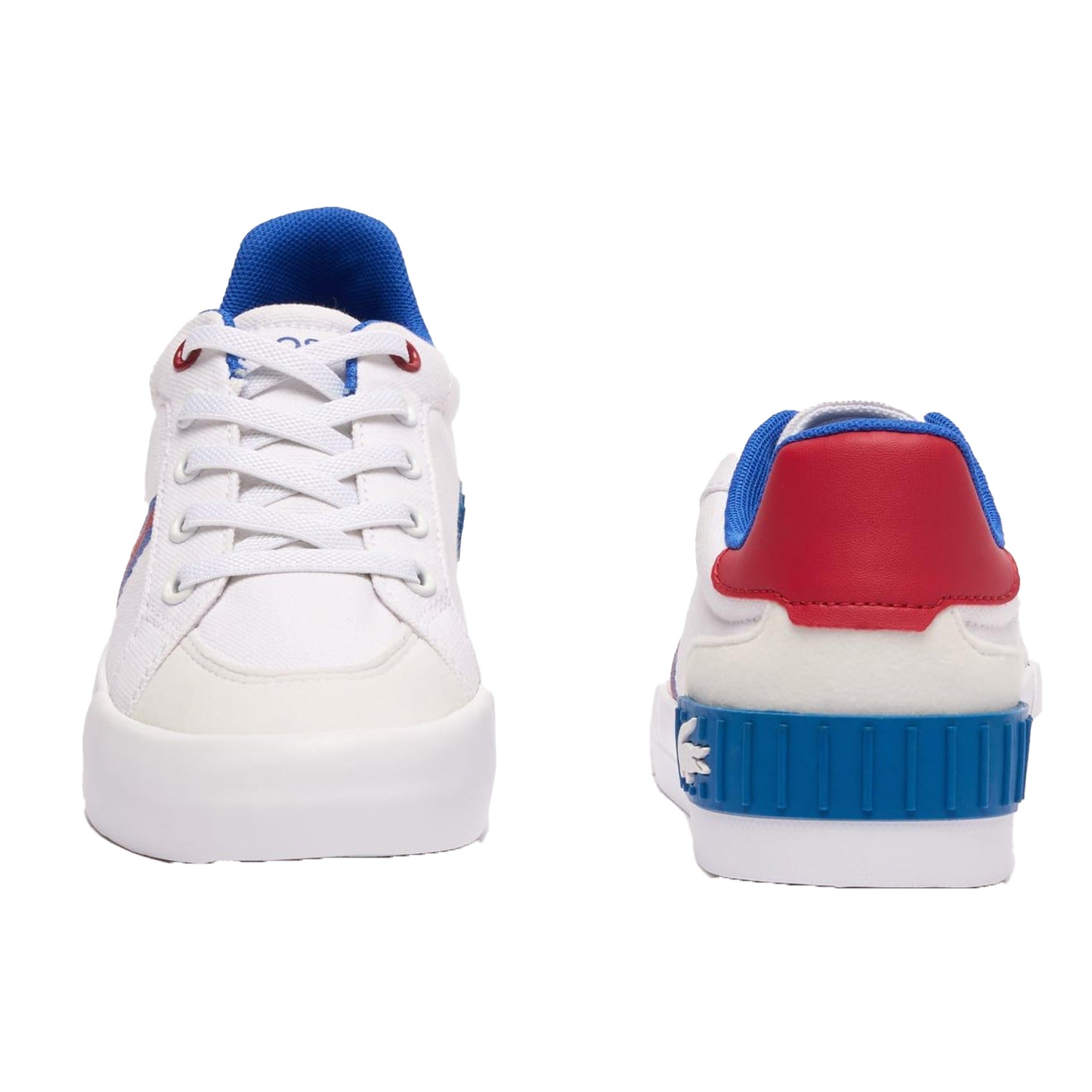White-Red - Pack Shot - Lacoste Childrens-Kids L004 Trainers