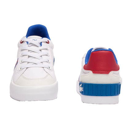 White-Red - Pack Shot - Lacoste Childrens-Kids L004 Trainers