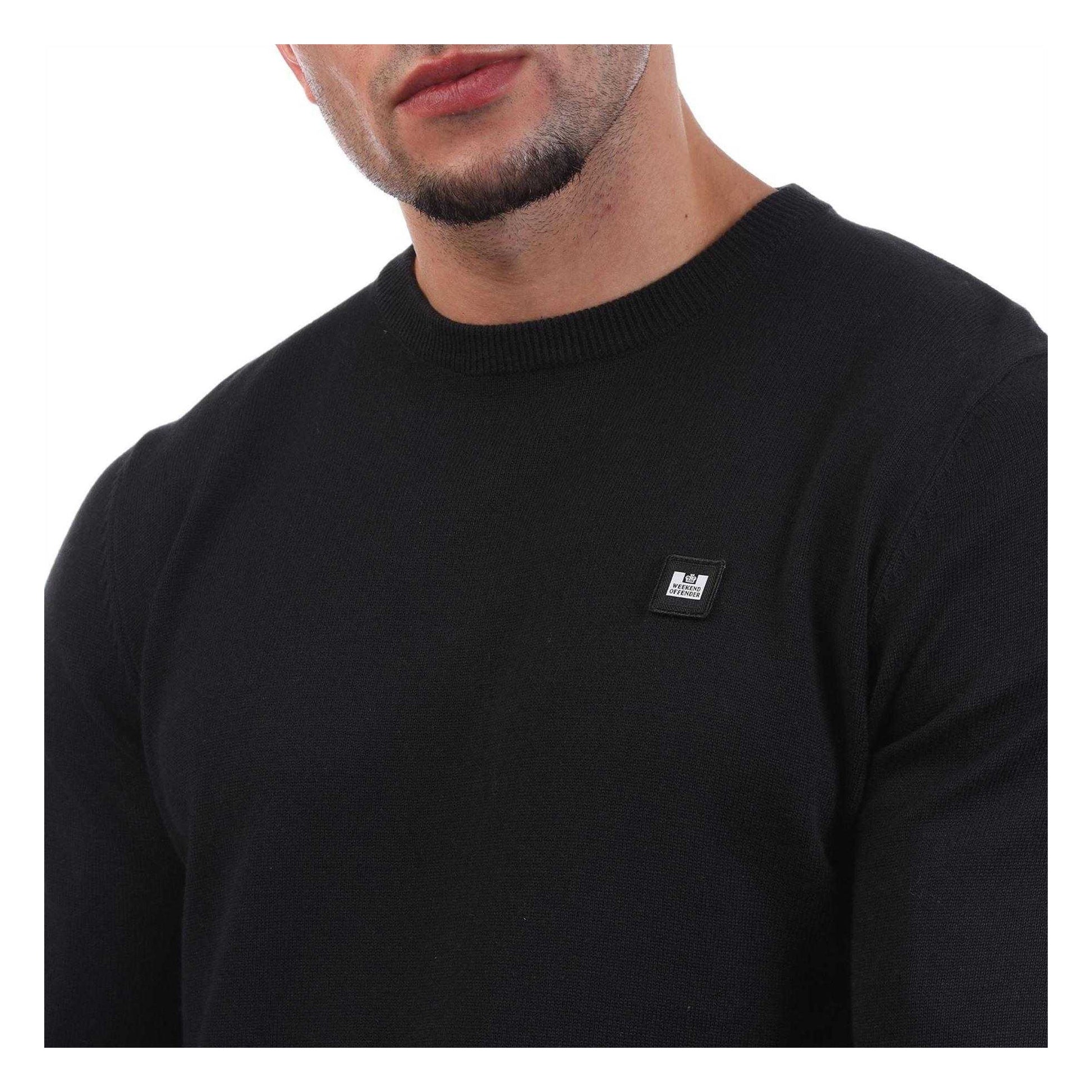 Navy - Side - Weekend Offender Mens Argentina Cotton Crew Neck Jumper