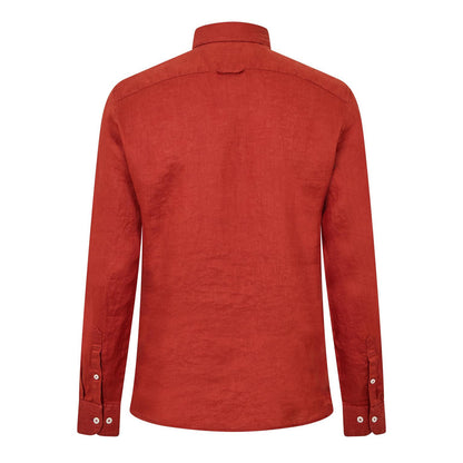 Burnt Henna - Back - Timberland Mens Linen Relaxed Fit Shirt