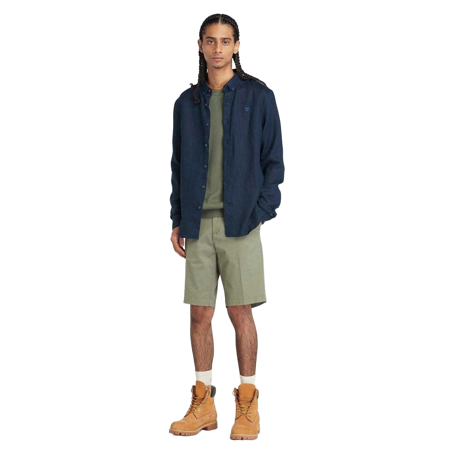 Dark Sapphire - Pack Shot - Timberland Mens Linen Relaxed Fit Shirt