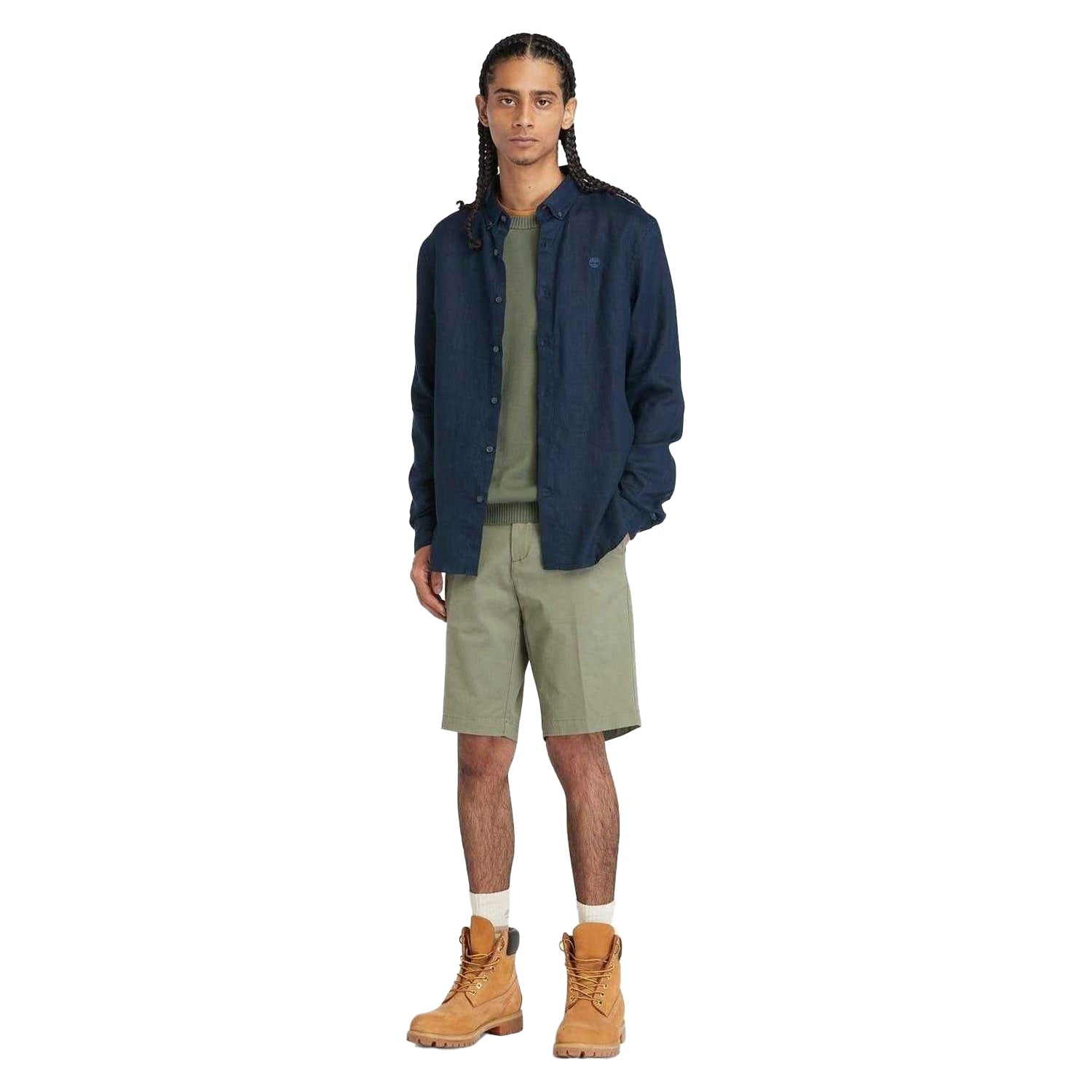 Dark Sapphire - Pack Shot - Timberland Mens Linen Relaxed Fit Shirt