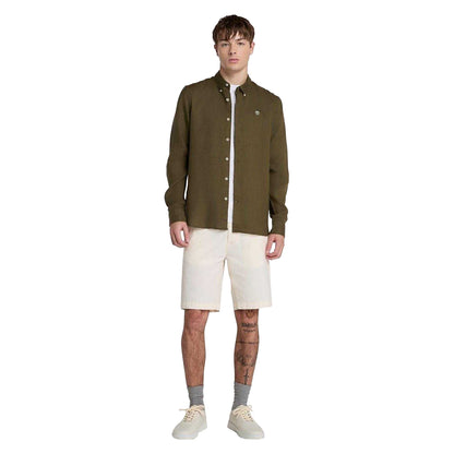 Leaf Green - Lifestyle - Timberland Mens Linen Relaxed Fit Shirt