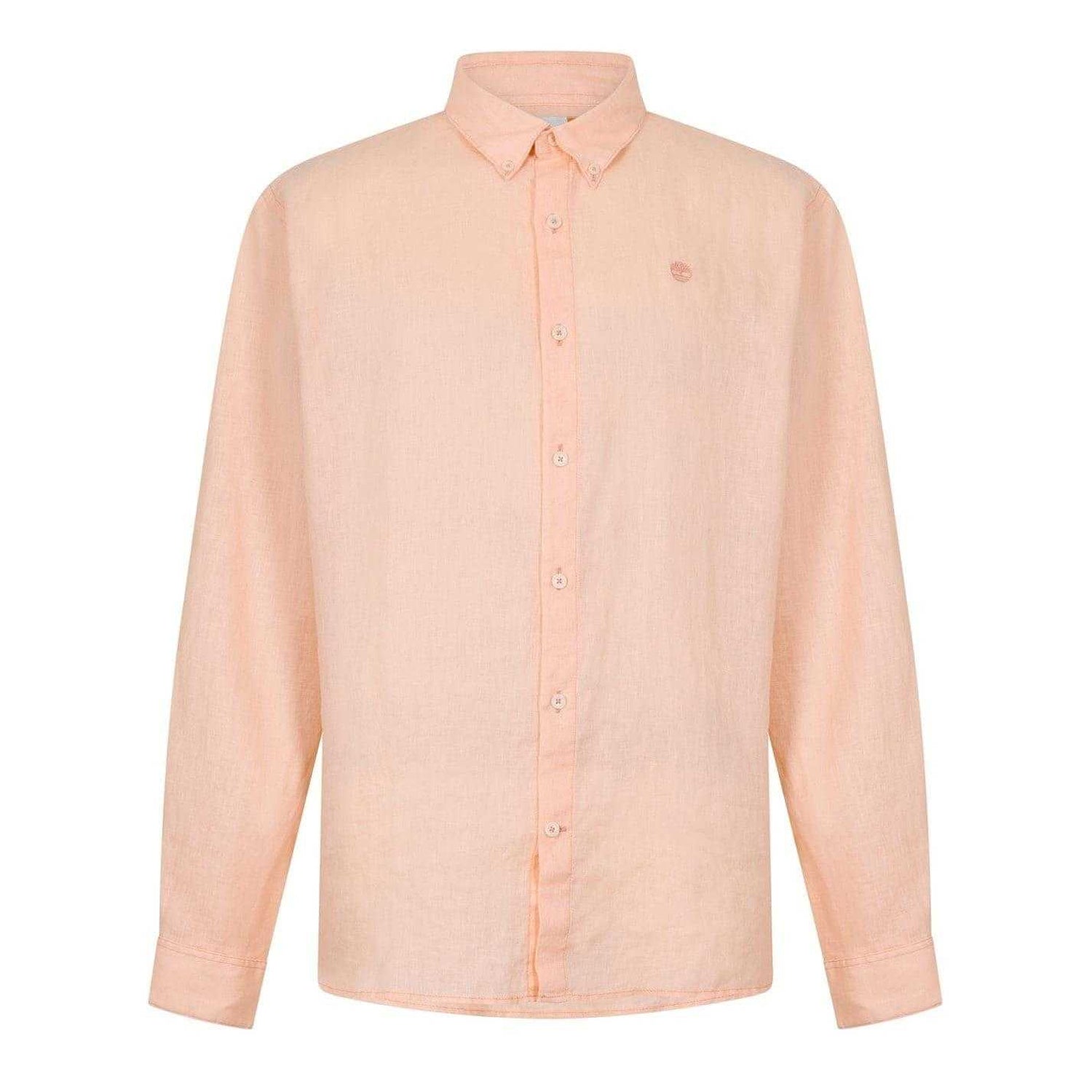 Peach - Front - Timberland Mens Linen Relaxed Fit Shirt