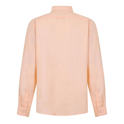 Peach - Back - Timberland Mens Linen Relaxed Fit Shirt