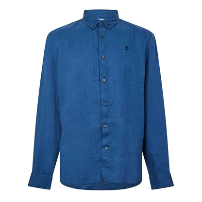 Dark Denim - Front - Timberland Mens Linen Relaxed Fit Shirt