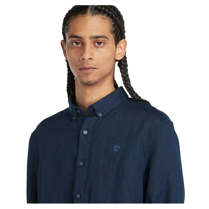 Dark Sapphire - Side - Timberland Mens Linen Relaxed Fit Shirt