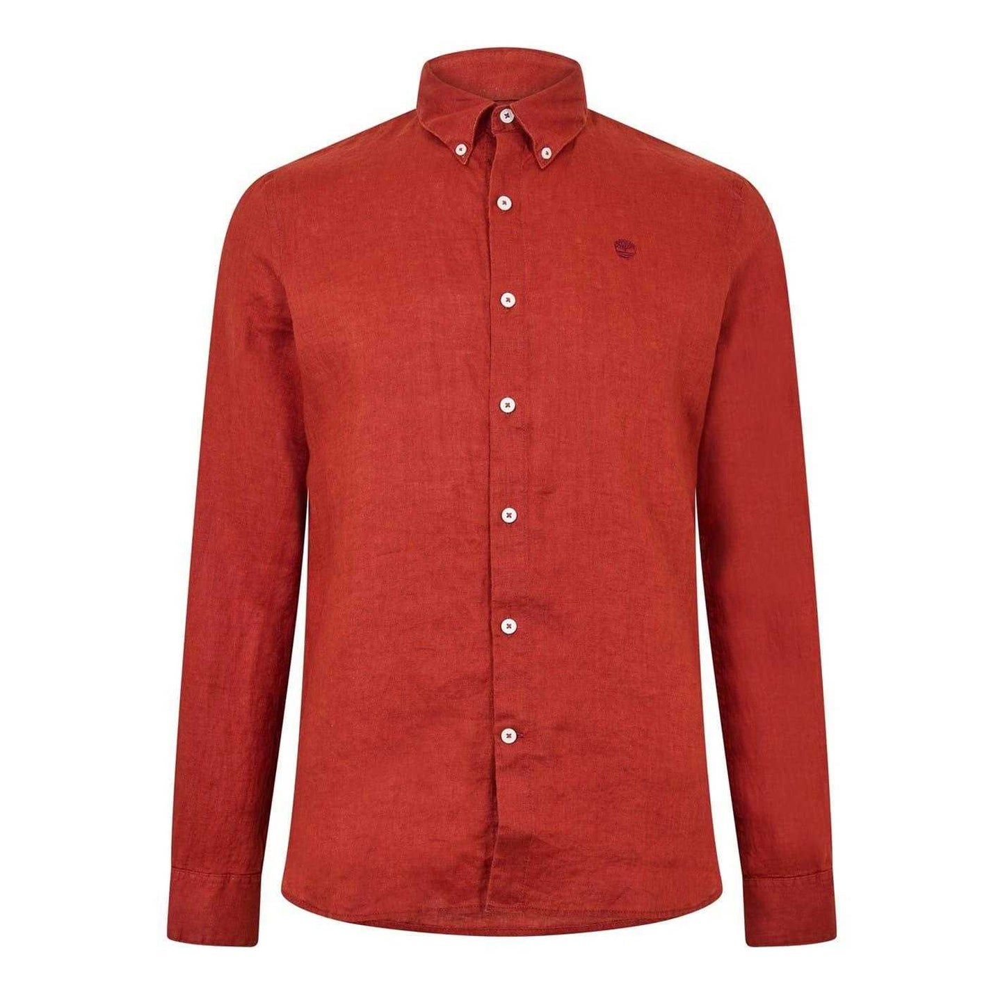 Burnt Henna - Front - Timberland Mens Linen Relaxed Fit Shirt
