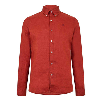 Burnt Henna - Front - Timberland Mens Linen Relaxed Fit Shirt
