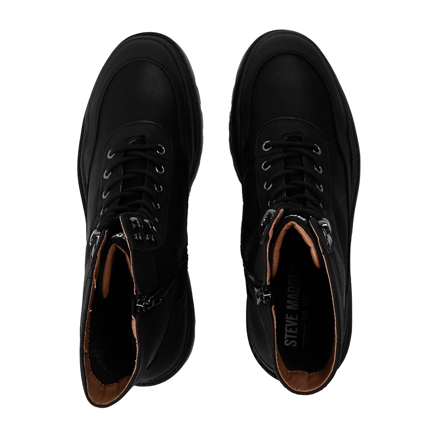 Black - Side - Steve Madden Mens Hudson Combat Boots